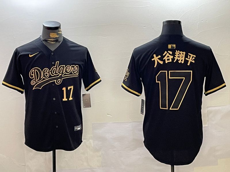 Men Los Angeles Dodgers 17 Ohtani Black Game 2024 Nike MLB Jersey style 10297